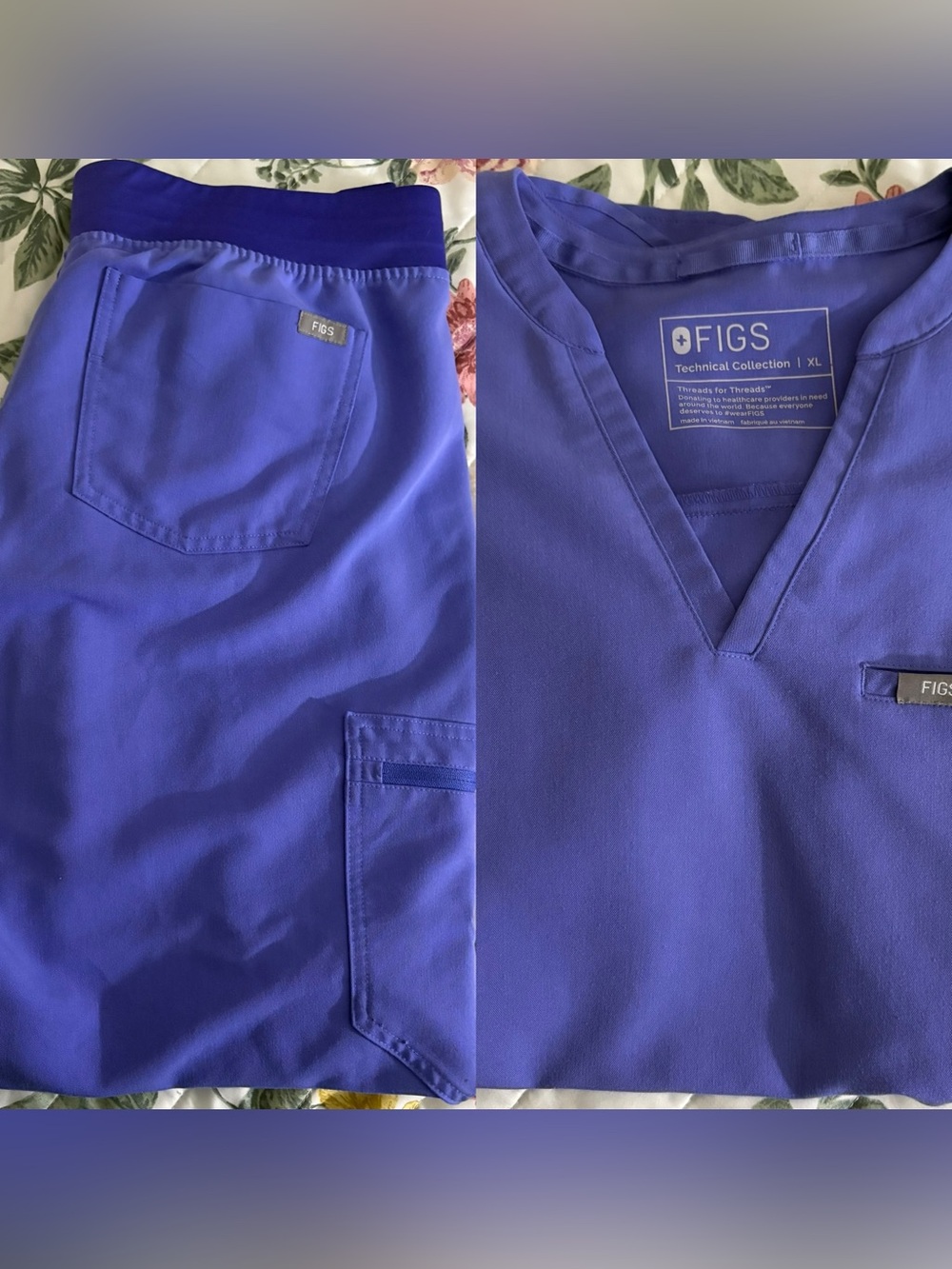 Figs Scrub Set in Blueberry; Size Large Zamora Joggers/Size XL Kissi Top